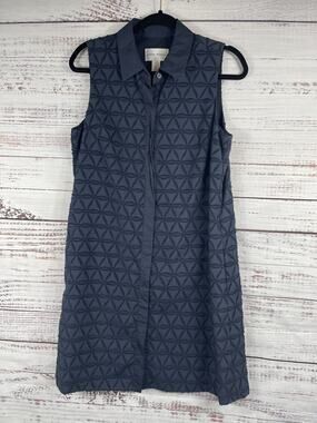 Donna Morgan Dress Women's 6 Blue Sleeveless Textured Embroidered A Line Pockets